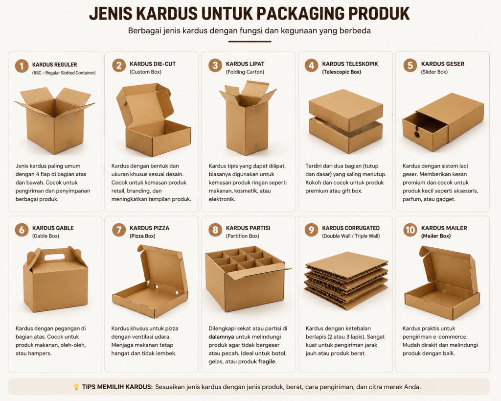 jenis kardus untuk packaging produk
